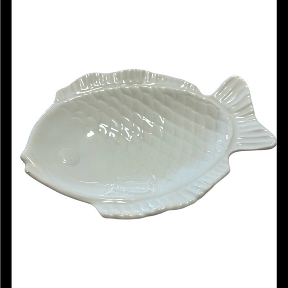 Other - White Ceramic Fish Shaped Plate Serving Platter Decorative Bowl Nautical